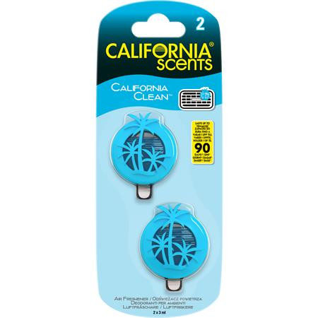 Autóillatosító, mini diffúzer, 2*3 ml, CALIFORNIA SCENTS California Clean (AICSM15)