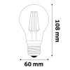 LED izzó, filament, E27, gömb, A60, 8,5W, 1055lm, 4000K, AVIDE (AVLED006)