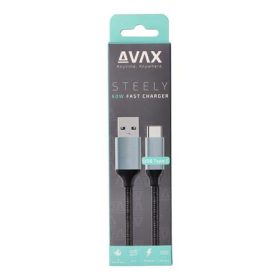   Töltőkábel, USB-A - USB-C, 1,5 m, AVAX CB301G, acélszürke (AXCB301G)