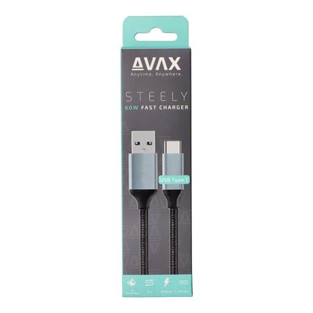 Töltőkábel, USB-A - USB-C, 1,5 m, AVAX CB301G, acélszürke (AXCB301G)