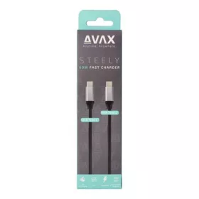   Töltőkábel, USB-C - USB-C, 60W, 1,5 m, AVAX CB302G, acélszürke (AXCB302G)