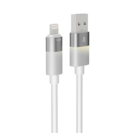 Töltőkábel, USB-A - lightning (Apple), 1 m, AVAX CB310 Glowy, fehér (AXCB310W)