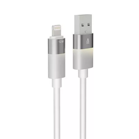 Töltőkábel, USB-A - lightning (Apple), 1 m, AVAX CB310 Glowy, fehér (AXCB310W)