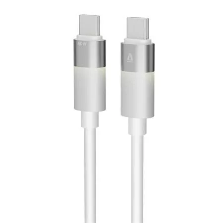 Töltőkábel, USB-C - USB-C, 60W, 1 m, AVAX CB316 Glowy, fehér (AXCB316)