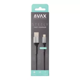   Töltőkábel, USB-A - lightning (Apple), 20W, 1,5 m, AVAX CB314 Steel, acélszürke (AXCB401G)