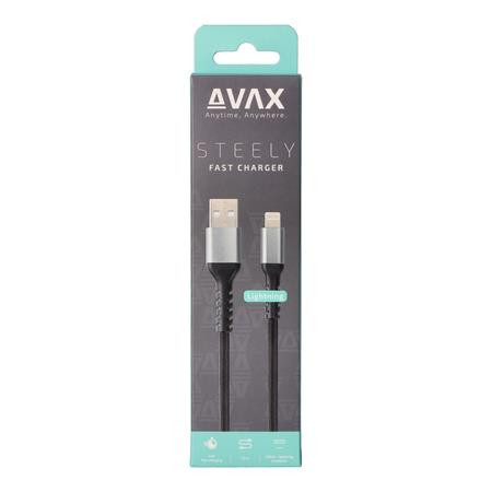 Töltőkábel, USB-A - lightning (Apple), 20W, 1,5 m, AVAX CB314 Steel, acélszürke (AXCB401G)