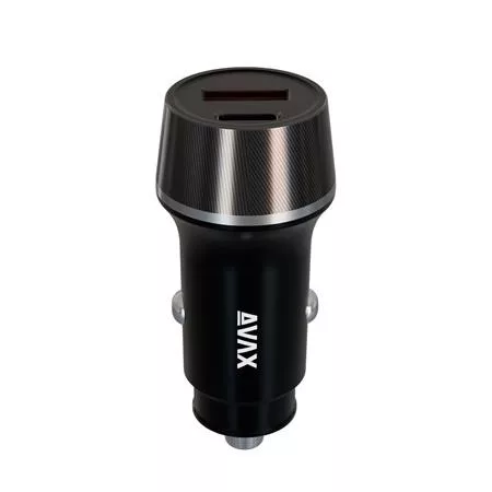 Autós töltő, USB-C, USB-A, AVAX CC340B, fekete (AXCC304B)