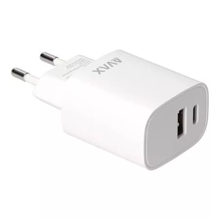 Hálózati töltő, USB-A + USB-C, 20W, AVAX CH320 Speedy, fehér (AXCH320)