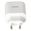 Hálózati töltő, GaN, USB-A + USB-C, AVAX CH360 Speedy, fehér (AXCH360)