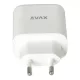Hálózati töltő, GaN, USB-A + USB-C, AVAX CH360 Speedy, fehér (AXCH360)