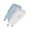 Hálózati töltő, GaN, USB-A + USB-C, AVAX CH6411 Nano Slim, 2 db, fehér + világoskék (AXCH6411)