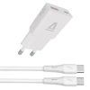 Hálózati töltő + USB-C - USB-C kábel, 1,5 m,  AVAX CH6413, fehér (AXCH6413)