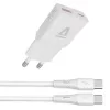 Hálózati töltő + USB-C - USB-C kábel, 1,5 m,  AVAX CH6413, fehér (AXCH6413)