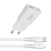 Hálózati töltő + USB-C - Lightning (Apple) kábel,  AVAX CH6414, fehér (AXCH6414)