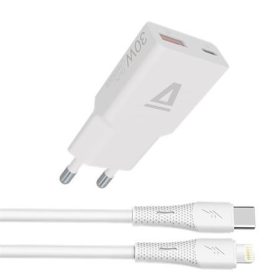   Hálózati töltő + USB-C - Lightning (Apple) kábel,  AVAX CH6414, fehér (AXCH6414)