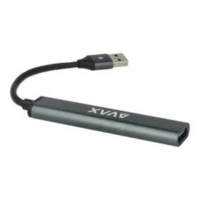   USB 3.0 elosztó-HUB, 4 port, USB 3.0, AVAX HB600, fekete (AXHB600)