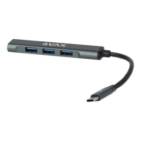   USB-C elosztó-HUB, 4 port, USB 3.0, AVAX HB601, fekete (AXHB601)