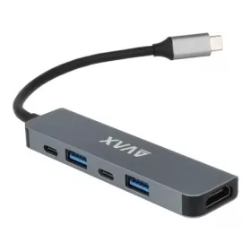   USB-C elosztó-HUB, HDMI+USB-C+2xUSB 3.0, PD, AVAX HB611 Connect+, fekete (AXHB611)