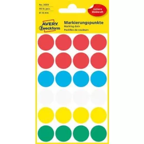   Etikett, 18 mm, kör, AVERY ZWECKFORM, 5 különböző szín, 96 etikett/csomag (AY3089)