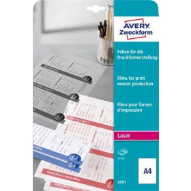   Fólia, matt, nyomólemezhez, A4, lézernyomtatóba, AVERY ZWECKFORM (AY3491)