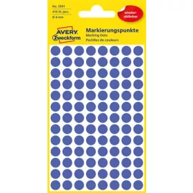   Etikett, 8 mm, kör, eltávolítható, AVERY ZWECKFORM, indigókék, 416 etikett/csomag (AY3591)