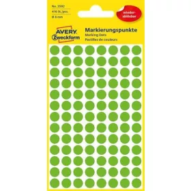   Etikett, 8 mm, kör, eltávolítható, AVERY ZWECKFORM, fűzöld, 416 etikett/csomag (AY3592)