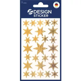   Matrica,  1 ív, 76x120 mm, AVERY ZWECKFORM, Z-Design No.52252, arany csillagok (AY52252)