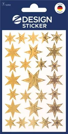 Matrica,  1 ív, 76x120 mm, AVERY ZWECKFORM, Z-Design No.52252, arany csillagok (AY52252)