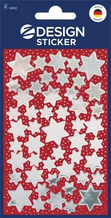 Matrica,  2 ív, 76x120 mm, AVERY ZWECKFORM, Z-Design No.52812, ezüst csillagok (AY52812)