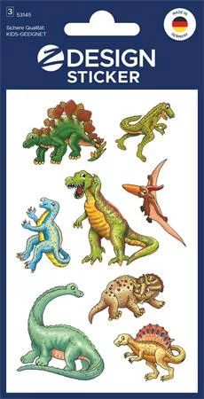 Matrica, papír, 3 ív, 76x120 mm, AVERY ZWECKFORM, Z-Design No.53145, dinoszauruszok (AY53145)