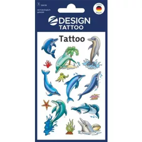   Matrica, tetoválás, 1 ív, 76x120 mm, AVERY ZWECKFORM, Z-Design No.56439, delfinek tengeri csillagokkal (AY56439)