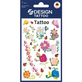   Matrica, tetoválás, 1 ív, 76x120 mm, AVERY ZWECKFORM, Z-Design No.56691, színes virágok (AY56691)