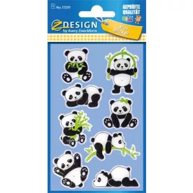   Matrica, műanyag, 1 ív, 76x120 mm, AVERY ZWECKFORM, Z-Design No.57297, panda (AY57297)