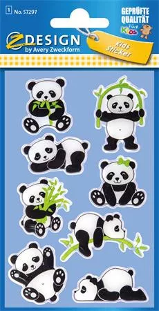 Matrica, műanyag, 1 ív, 76x120 mm, AVERY ZWECKFORM, Z-Design No.57297, panda (AY57297)