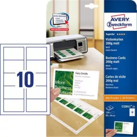   Névjegykártya, 85x54 mm, 200 g, mikroperforált, AVERY ZWECKFORM, 250 db/csomag (AYC3201125)