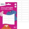 Ruhacímke, műanyag, iskolai, 45x13 mm, kézzel írható, AVERY ZWECKFORM, fehér, 36 címke/csomag (AYETVET36)