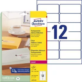   Etikett, 99,1x42,3 mm, poliészter, AVERY ZWECKFORM, átlátszó, 300 etikett/csomag (AYL477225)