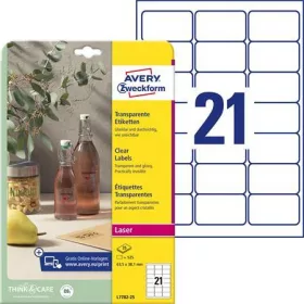   Etikett, 63,5x38,1 mm, poliészter, AVERY ZWECKFORM, átlátszó, 525 etikett/csomag (AYL778225)