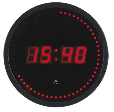 Falióra, LED kijelzős, 30 cm, ALBA Horled, fekete (BAOLEDF)