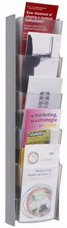 Katalógustartó, fali, LA4 francia boríték méret, 5 rekeszes, ALBA, ezüst (BAP15)