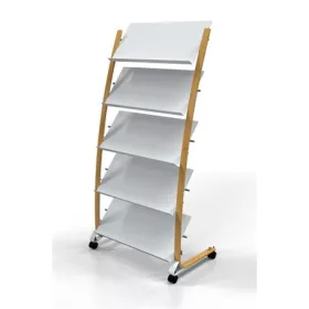  Katalógustartó, mobil, 5x3 rekeszes, ALBA, fa/fehér (BAP31)