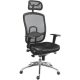 Főnöki szék, fejtámlával szövetborítás, hálós háttámla, Oklahoma, fekete (BBSZV120)