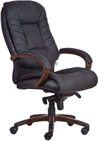 Főnöki szék, műbőrborítás, fekete lábkereszt, Buffalo PU, fekete (BBSZV177)