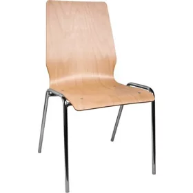   Tárgyalószék, fa ülőlappal, krómozott acélváz 1158 LC (BBSZV210)