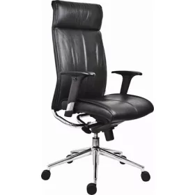   Főnöki szék, bőrborítás, ezüst színű lábkereszt, Chicago 600 Adj, fekete (BBSZV219)