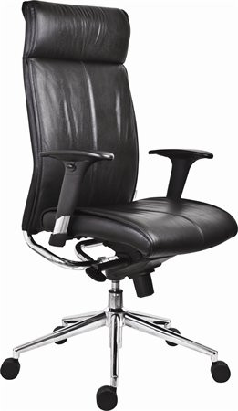 Főnöki szék, bőrborítás, ezüst színű lábkereszt, Chicago 600 Adj, fekete (BBSZV219)