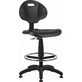   Munkaszék, háttámlás, műanyag ülőfelület,lábtartógyűrűvel, tappanccsal 1290, fekete (BBSZV252)