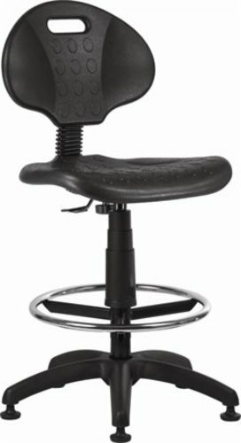 Munkaszék, háttámlás, műanyag ülőfelület,lábtartógyűrűvel, tappanccsal 1290, fekete (BBSZV252)