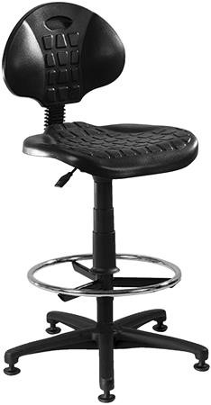Munkaszék, háttámlás, műanyag ülőfelület, állítható lábtartó gyűrűvel1290, fekete (BBSZV277)