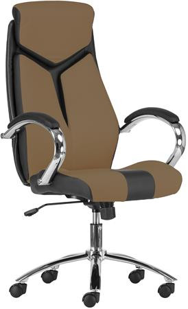 Főnöki szék, műbőr borítás, króm lábkereszt, Kent, fekete/barna (BBSZV309)
